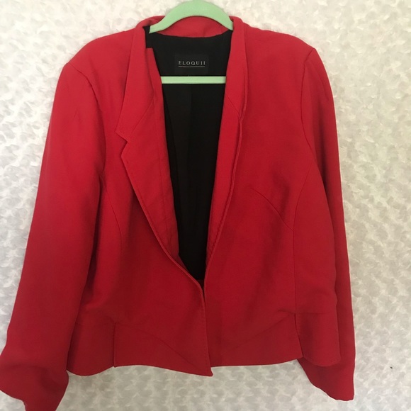 Eloquii Red Ponte Lined Blazer Plus Size 24 - Picture 3 of 7
